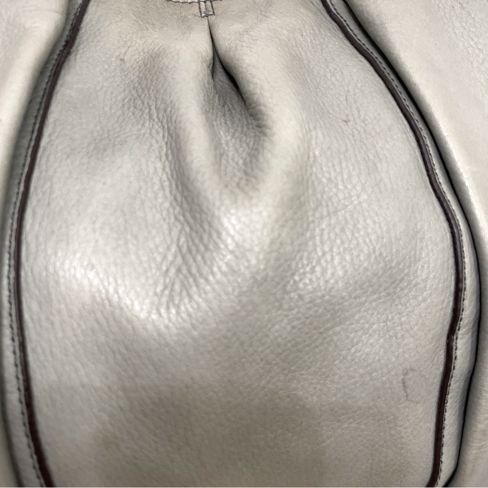 B. Makowsky Gray Pebbled Leather Hobo Shoulder Tote Bag Large Silver Hardware - Picture 15 of 16